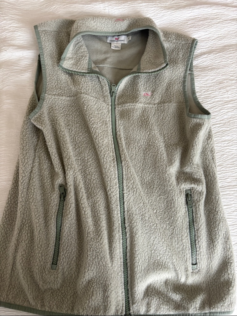 Vineyard Vines Light Sage Sherpa Fleece Vest